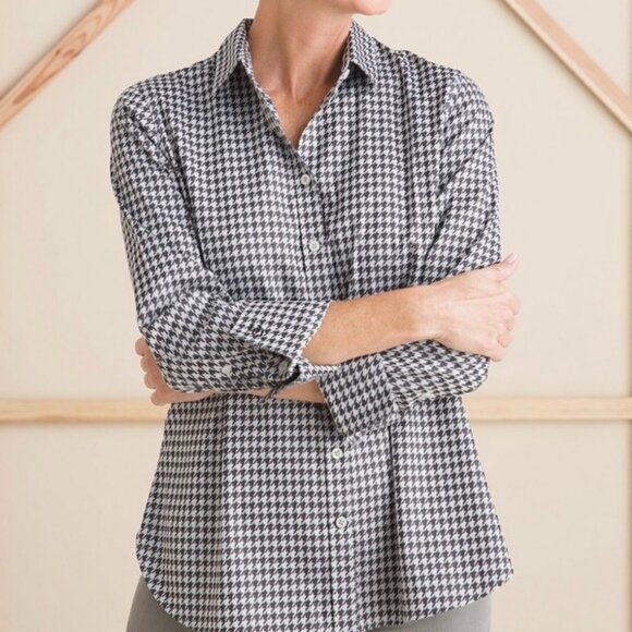 NWT Chico's No-Iron Stretch Houndstooth Shirt - Picture 1 of 4